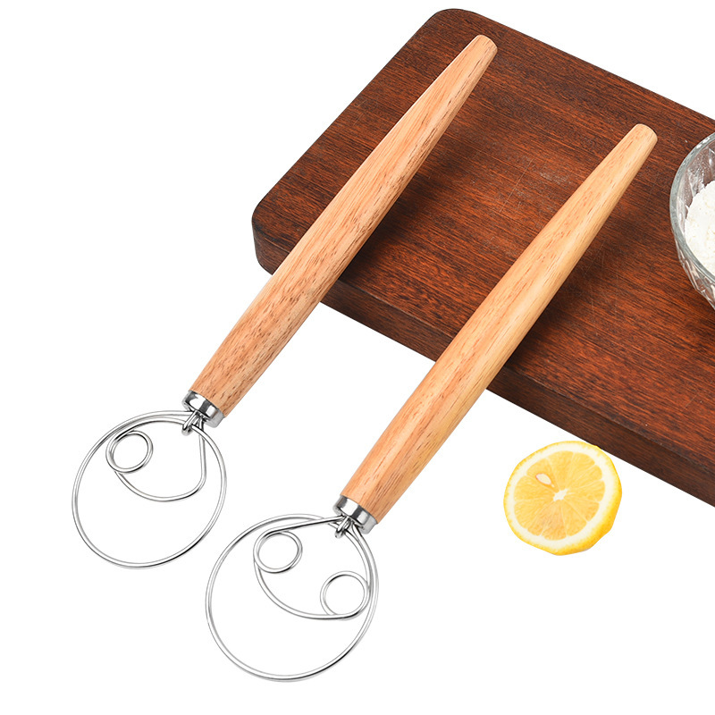 Danish Pancake Pan - خلاط عجين دنماركي بمقبض من البلوط