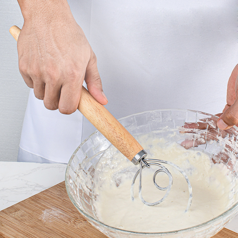 Danish Pancake Pan - 13 بوصة البلوط مقبض الحليب الخبز
