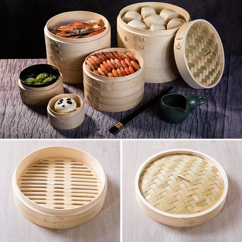 Bao Steamer Bamboo - سلة بخار صينية من الخيزران مع