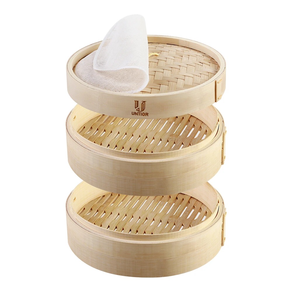 سلة بخار من الخيزران بغطاء ، م - مراجعة Bao Steamer Bamboo وسعره
