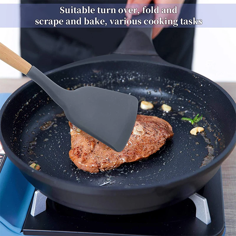 غير عصا سيليكون ملعقة خشبية تي - مراجعة Okonomiyaki Spatula وسعره